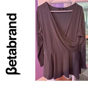 NWOT Betabrand Grey Pose Peplum Blouse